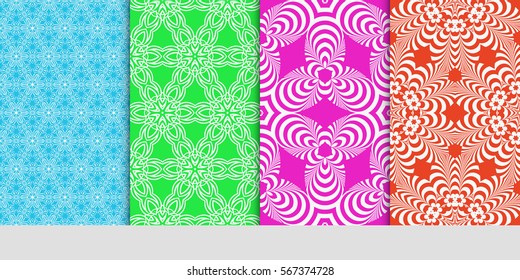 set of geometric floral seamless pattern background. Luxury texture for wallpaper, invitation. Vector illustration.