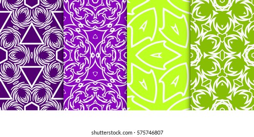 set of geometric floral seamless pattern background. Luxury texture for wallpaper, invitation. Vector illustration.