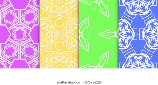 set of geometric floral seamless pattern background. Luxury texture for wallpaper, invitation. Vector illustration.