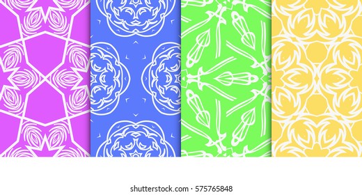set of geometric floral seamless pattern background. Luxury texture for wallpaper, invitation. Vector illustration.
