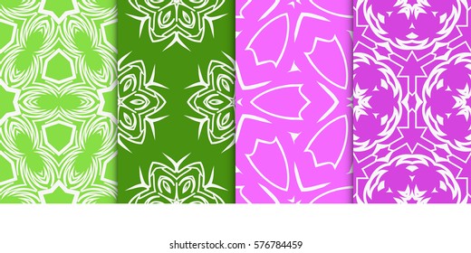 set of geometric floral seamless pattern background. Luxury texture for wallpaper, invitation. Vector illustration.