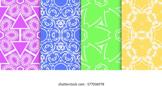 set of geometric floral seamless pattern background. Luxury texture for wallpaper, invitation. Vector illustration.