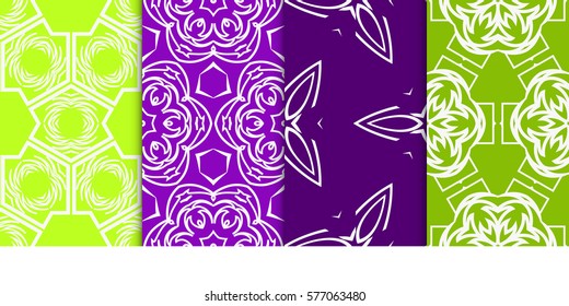 set of geometric floral seamless pattern background. Luxury texture for wallpaper, invitation. Vector illustration.