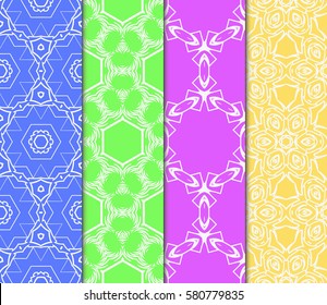 set of geometric, floral seamless pattern background. Luxury texture for wallpaper, invitation. Vector illustration.