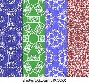 set of geometric, floral seamless pattern background. Luxury texture for wallpaper, invitation. Vector illustration.