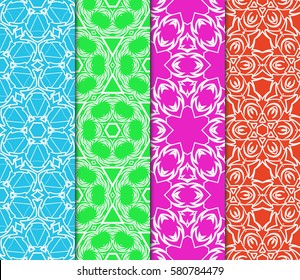 set of geometric, floral seamless pattern background. Luxury texture for wallpaper, invitation. Vector illustration.