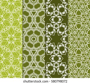 set of geometric, floral seamless pattern background. Luxury texture for wallpaper, invitation. Vector illustration.