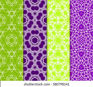 set of geometric, floral seamless pattern background. Luxury texture for wallpaper, invitation. Vector illustration.