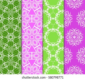 set of geometric, floral seamless pattern background. Luxury texture for wallpaper, invitation. Vector illustration.