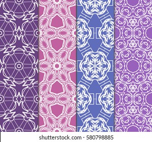 set of geometric, floral seamless pattern background. Luxury texture for wallpaper, invitation. Vector illustration.
