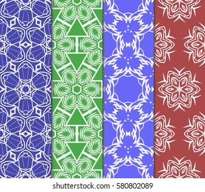 set of geometric, floral seamless pattern background. Luxury texture for wallpaper, invitation. Vector illustration.