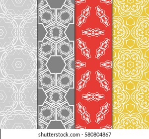 set of geometric, floral seamless pattern background. Luxury texture for wallpaper, invitation. Vector illustration.