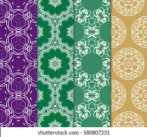 set of geometric, floral seamless pattern background. Luxury texture for wallpaper, invitation. Vector illustration.