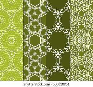 set of geometric, floral seamless pattern background. Luxury texture for wallpaper, invitation. Vector illustration.