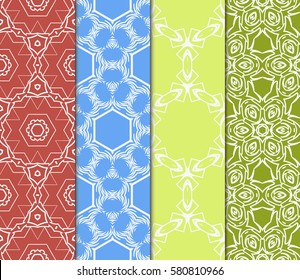 set of geometric, floral seamless pattern background. Luxury texture for wallpaper, invitation. Vector illustration.