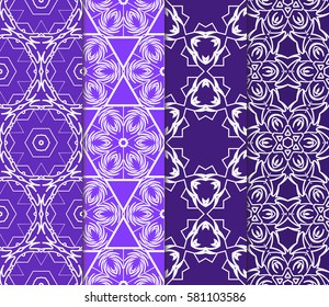 set of geometric, floral seamless pattern background. Luxury texture for wallpaper, invitation. Vector illustration.