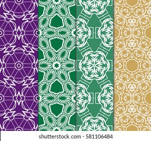 set of geometric, floral seamless pattern background. Luxury texture for wallpaper, invitation. Vector illustration.