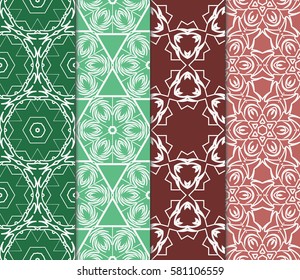 set of geometric, floral seamless pattern background. Luxury texture for wallpaper, invitation. Vector illustration.