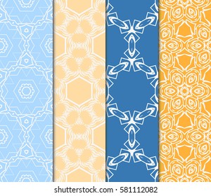 set of geometric, floral seamless pattern background. Luxury texture for wallpaper, invitation. Vector illustration.