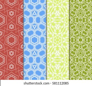 set of geometric, floral seamless pattern background. Luxury texture for wallpaper, invitation. Vector illustration.
