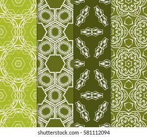 set of geometric, floral seamless pattern background. Luxury texture for wallpaper, invitation. Vector illustration.