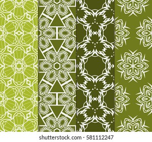 set of geometric, floral seamless pattern background. Luxury texture for wallpaper, invitation. Vector illustration.