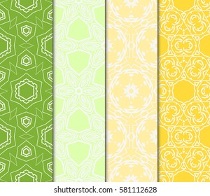 set of geometric, floral seamless pattern background. Luxury texture for wallpaper, invitation. Vector illustration.