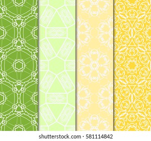 set of geometric, floral seamless pattern background. Luxury texture for wallpaper, invitation. Vector illustration.
