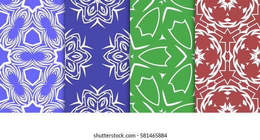set of geometric floral seamless pattern background. Luxury texture for wallpaper, invitation. Vector illustration.