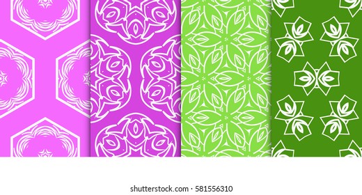 set of geometric floral seamless pattern background. Luxury texture for wallpaper, invitation. Vector illustration.