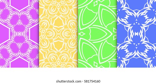 set of geometric floral seamless pattern background. Luxury texture for wallpaper, invitation. Vector illustration.