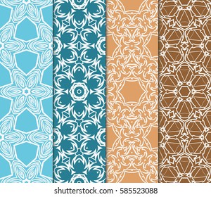 set of geometric floral seamless pattern background. Luxury texture for wallpaper, invitation. Vector illustration