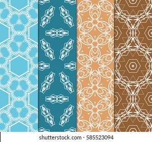 set of geometric floral seamless pattern background. Luxury texture for wallpaper, invitation. Vector illustration