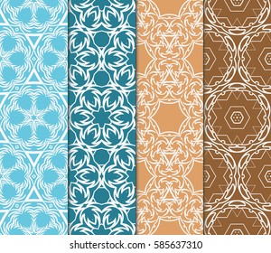 set of geometric floral seamless pattern background. Luxury texture for wallpaper, invitation. Vector illustration
