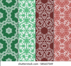 set of geometric floral seamless pattern background. Luxury texture for wallpaper, invitation. Vector illustration