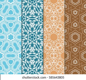 set of geometric floral seamless pattern background. Luxury texture for wallpaper, invitation. Vector illustration