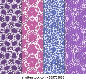 set of geometric floral seamless pattern background. Luxury texture for wallpaper, invitation. Vector illustration
