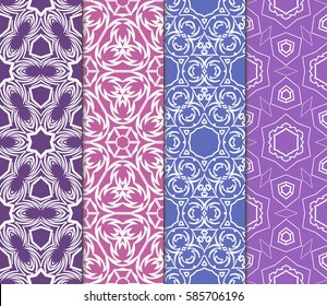 set of geometric floral seamless pattern background. Luxury texture for wallpaper, invitation. Vector illustration