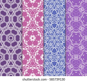 set of geometric floral seamless pattern background. Luxury texture for wallpaper, invitation. Vector illustration