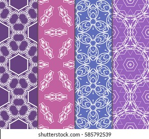 set of geometric floral seamless pattern background. Luxury texture for wallpaper, invitation. Vector illustration