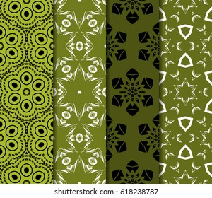 set of geometric floral seamless pattern. Vector illustration. For modern interior design, fashion textile print, wallpaper, decor panel