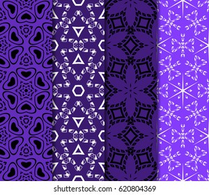 set of geometric floral seamless pattern. Vector illustration. For modern interior design, fashion textile print, wallpaper, decor panel