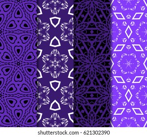 set of geometric floral seamless pattern. Vector illustration. For modern interior design, fashion textile print, wallpaper, decor panel