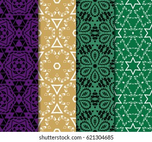 set of geometric floral seamless pattern. Vector illustration. For modern interior design, fashion textile print, wallpaper, decor panel