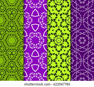 set of geometric floral seamless pattern. Vector illustration. For modern interior design, fashion textile print, wallpaper, decor panel