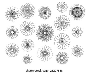 set with geometric flower