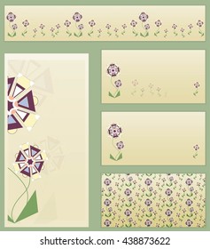 Set of geometric flower brochure template. Background vector card design. 