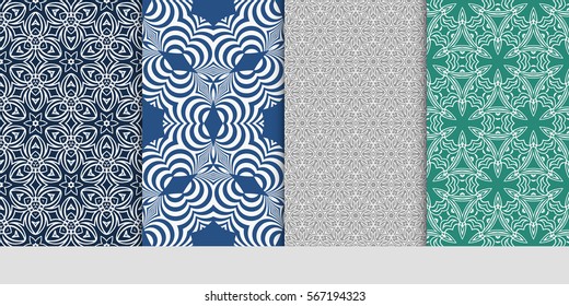 set of geometric flower. floral seamless pattern. vector illustration. for interior design, invitation, wallpaper, textile.