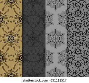 set of geometric flower pattern. Seamless. Beautiful geometric ornament. vector illustration. for invitation, background, wallpaper