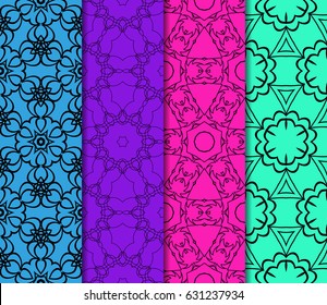 set of geometric flower pattern. Seamless. Beautiful geometric ornament. vector illustration. for invitation, background, wallpaper